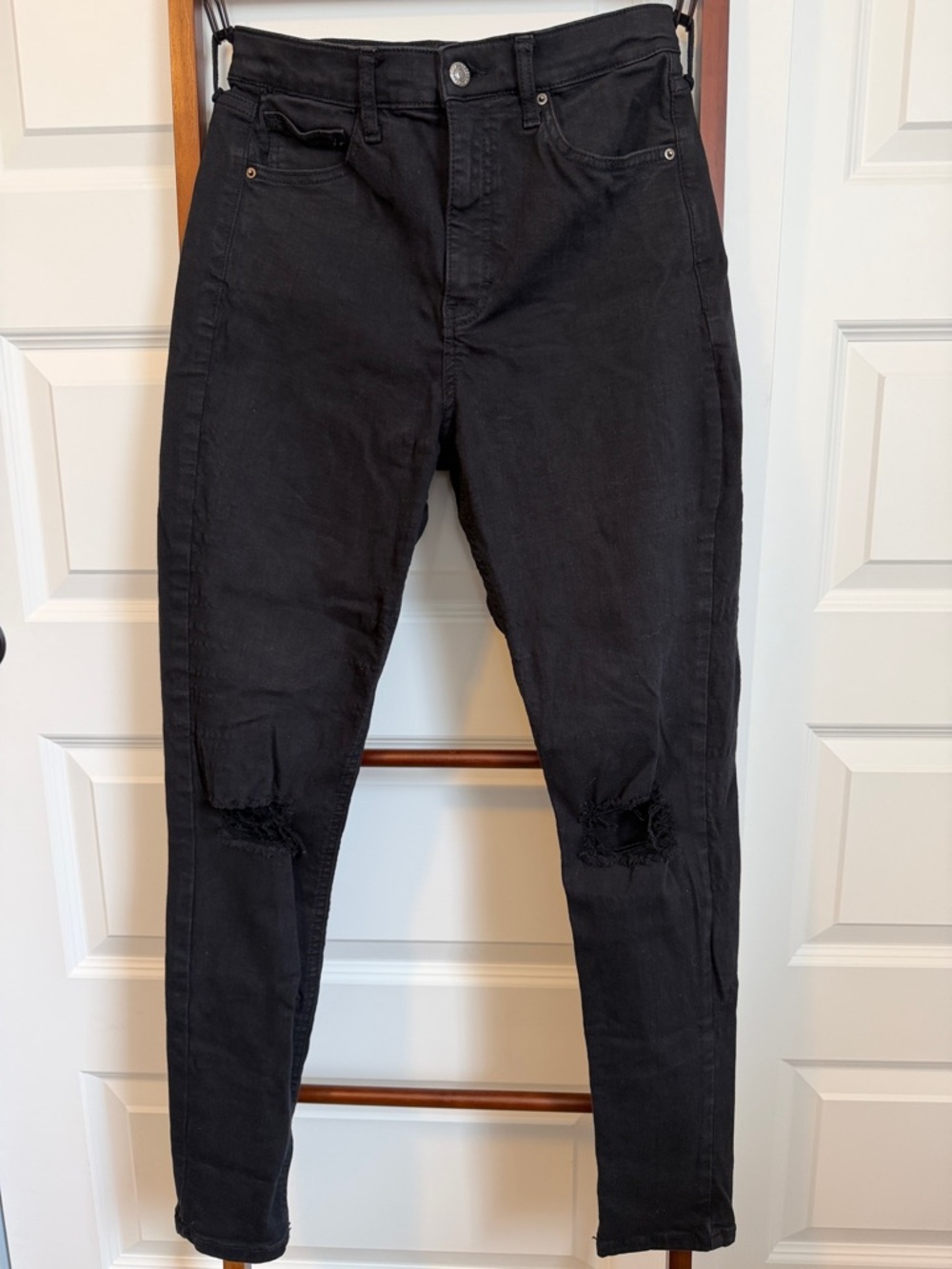 Topshop Black Skinny Jeans with Knee Rips